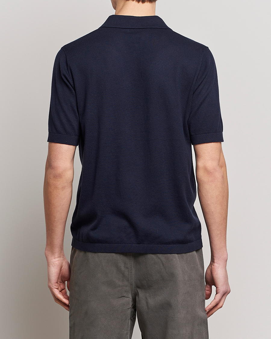 Homme | Polos | A Day's March | Ebro Open Collar Cotton/Wool Navy