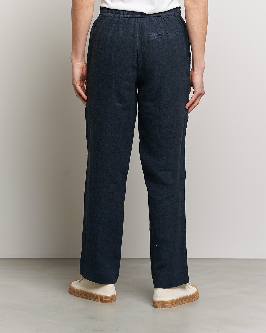 Homme | Pantalons | A Day's March | Tamait Drawstring Linen Trousers Navy