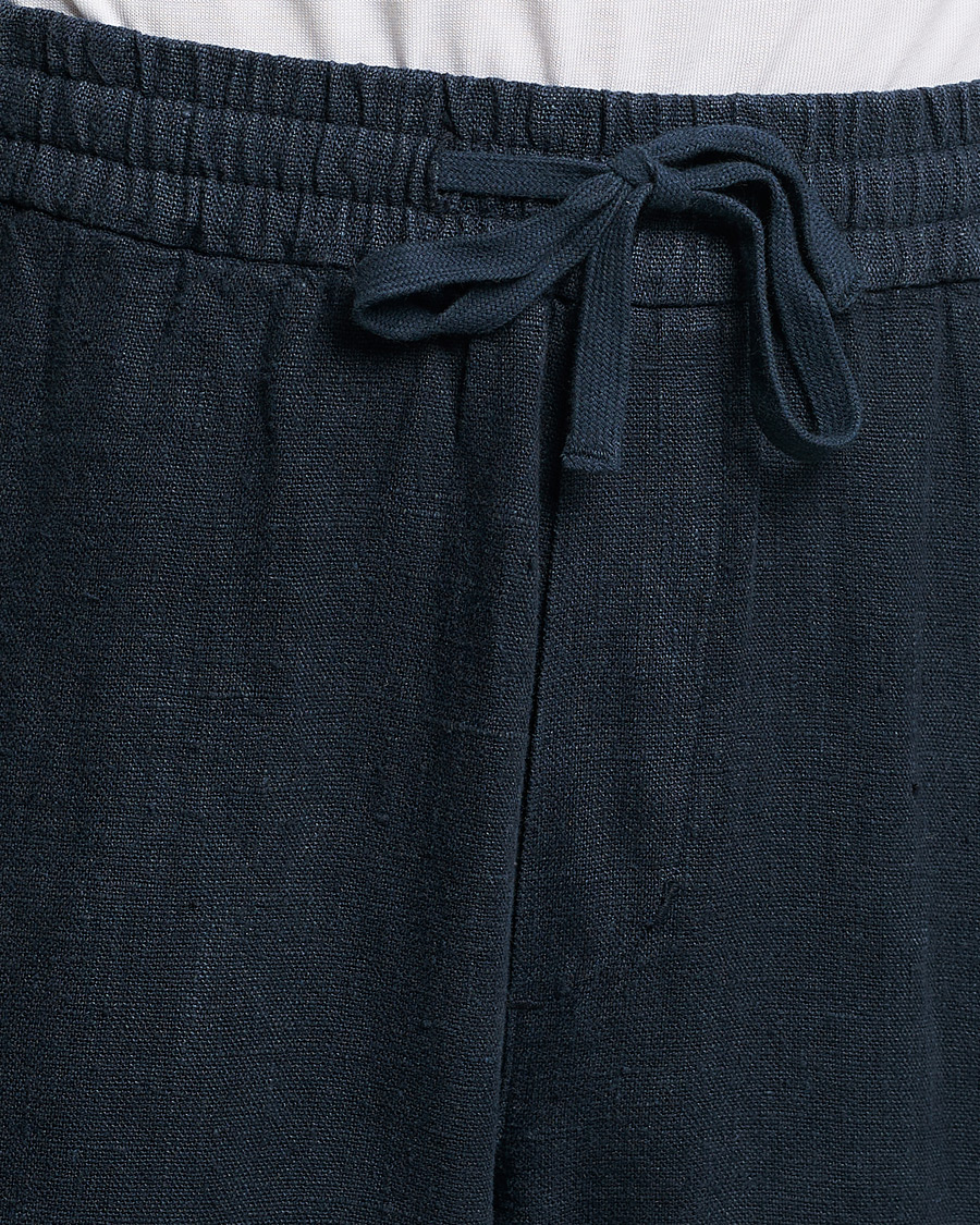 Homme | Pantalons | A Day's March | Tamait Drawstring Linen Trousers Navy