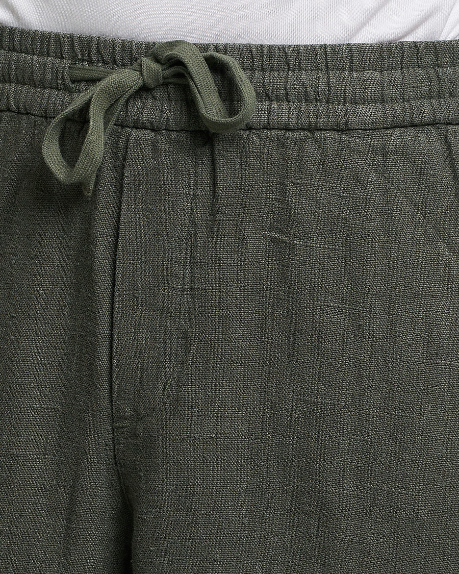 Homme | Pantalons | A Day's March | Tamait Drawstring Linen Trousers Olive