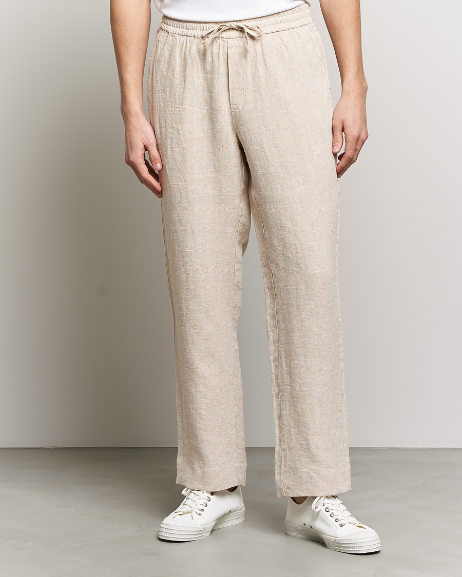 Homme | Pantalons | A Day's March | Tamait Drawstring Linen Trousers Oyster