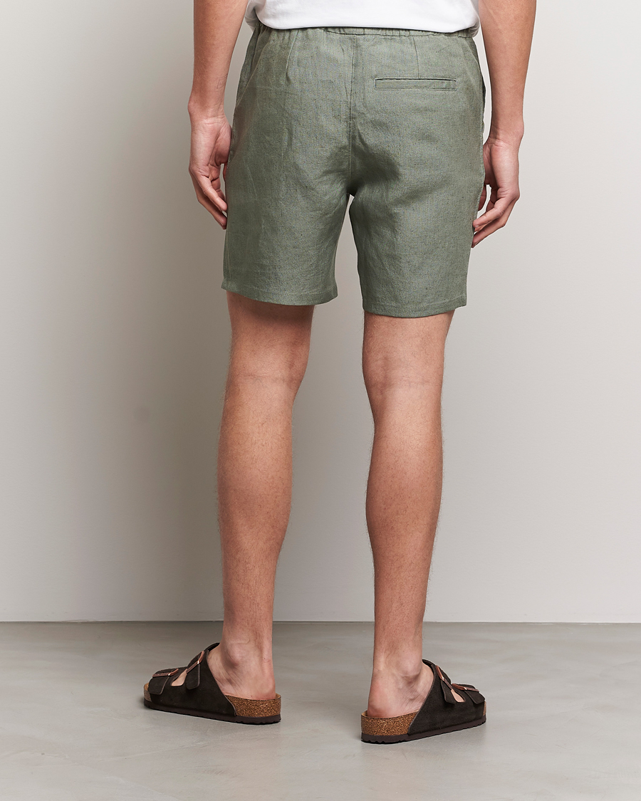 Homme | Shorts | A Day's March | Ipu Drawstring Linen Shorts Dusty Green