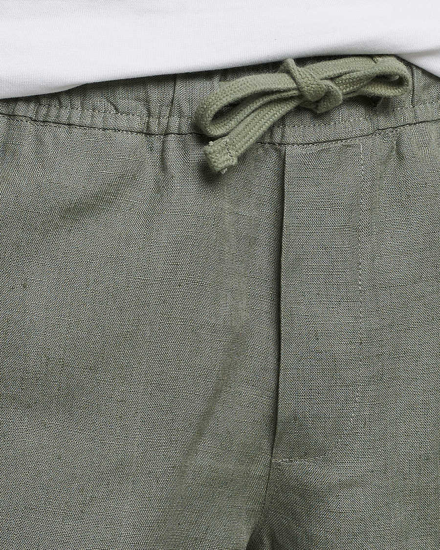Homme | Shorts | A Day's March | Ipu Drawstring Linen Shorts Dusty Green