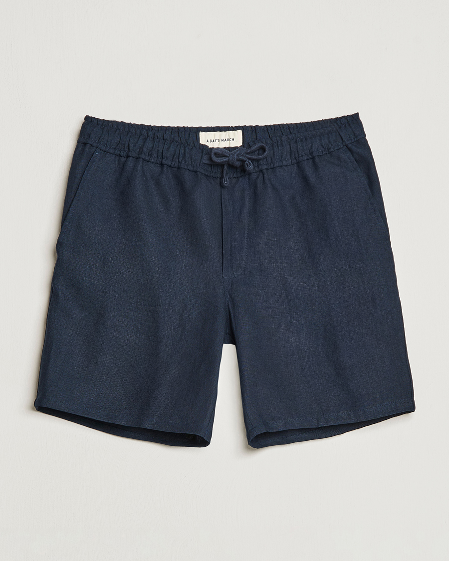 Homme | Shorts | A Day's March | Ipu Drawstring Linen Shorts Navy