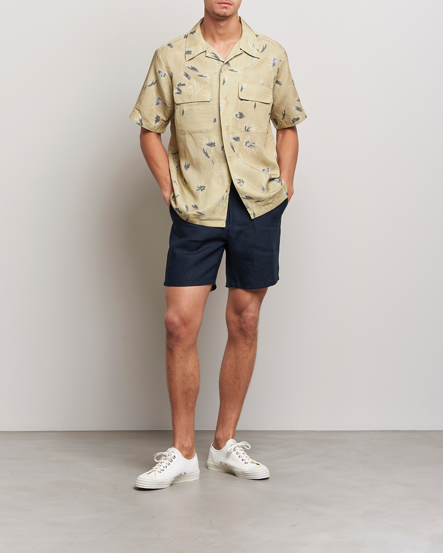 Homme | Shorts | A Day's March | Ipu Drawstring Linen Shorts Navy