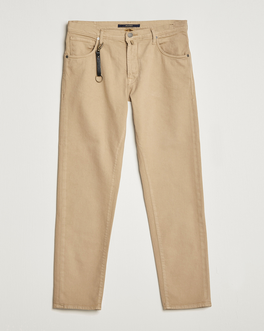Homme | Pantalons | Incotex | Cotton Stretch 5-Pocket Pants Beige
