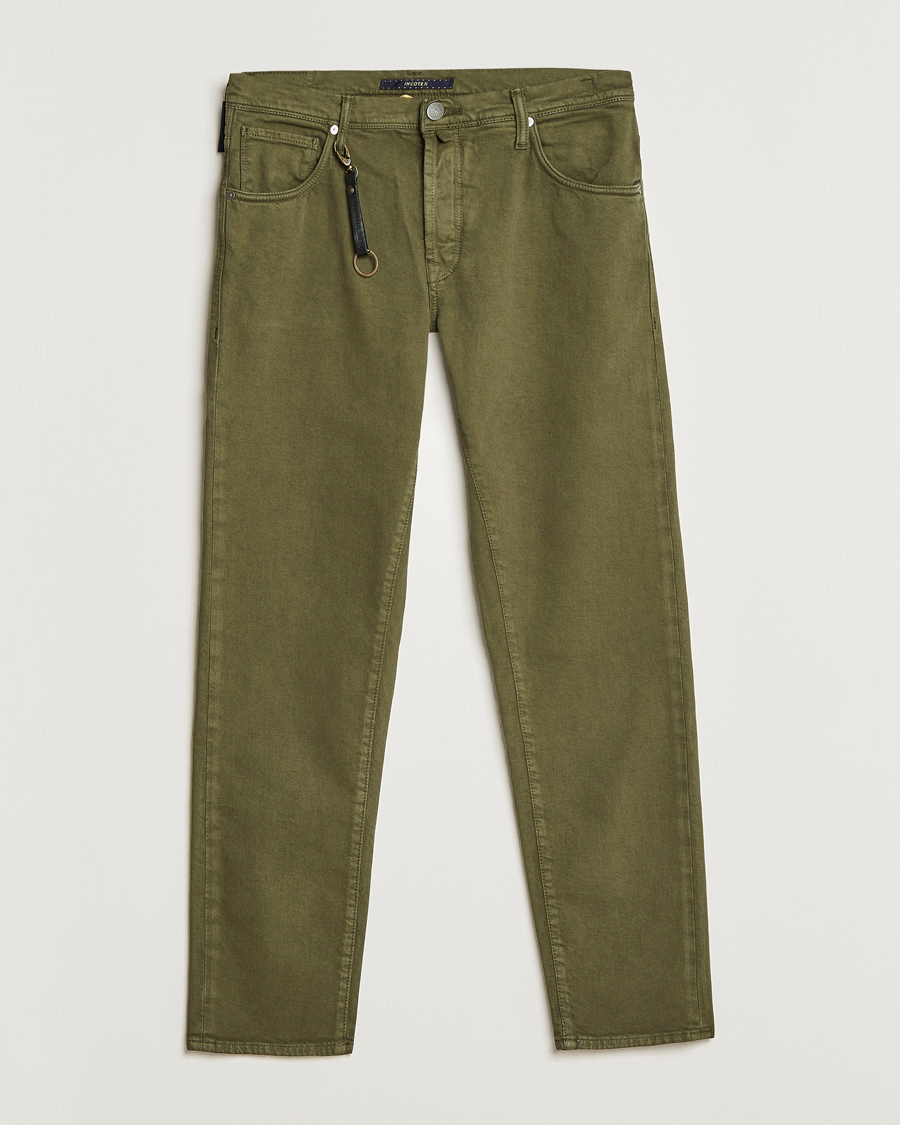 Homme | Pantalons | Incotex | Cotton Stretch 5-Pocket Pants Military Green