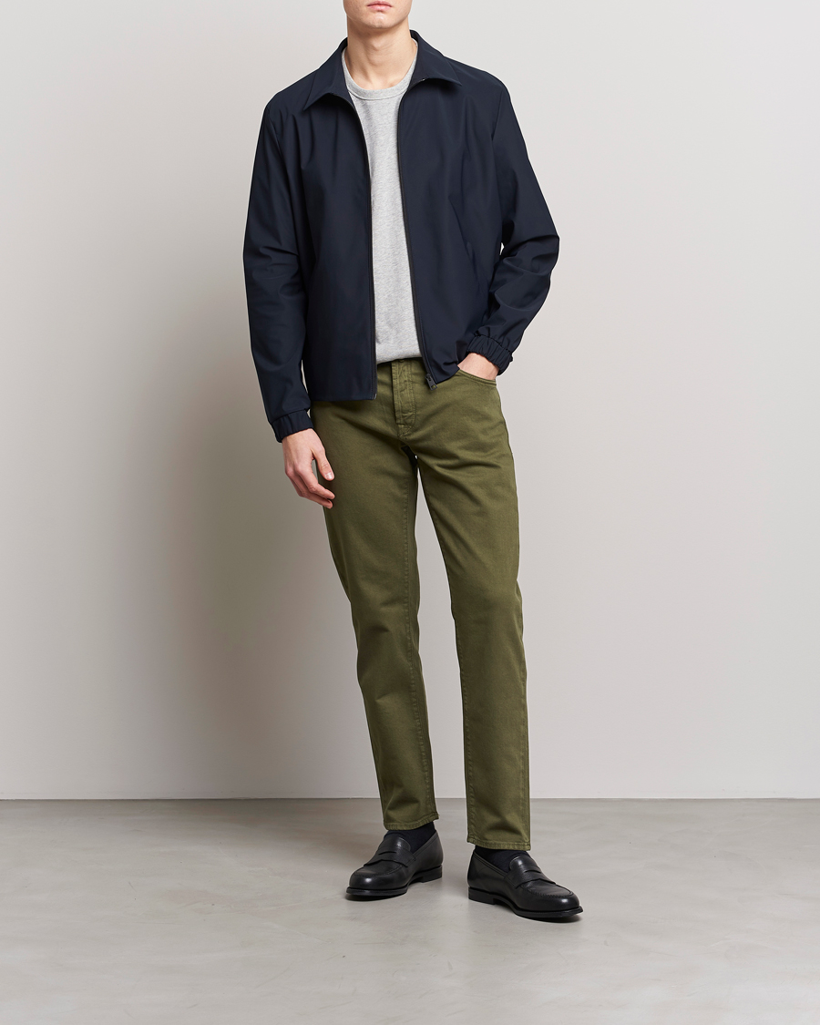 Homme | Pantalons | Incotex | Cotton Stretch 5-Pocket Pants Military Green