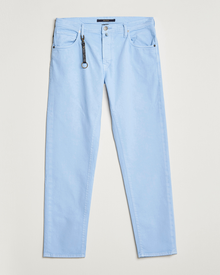 Homme | Pantalons | Incotex | Cotton Stretch 5-Pocket Pants Light Blue