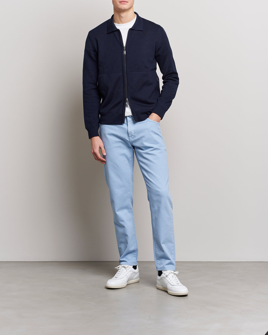 Homme | Pantalons | Incotex | Cotton Stretch 5-Pocket Pants Light Blue