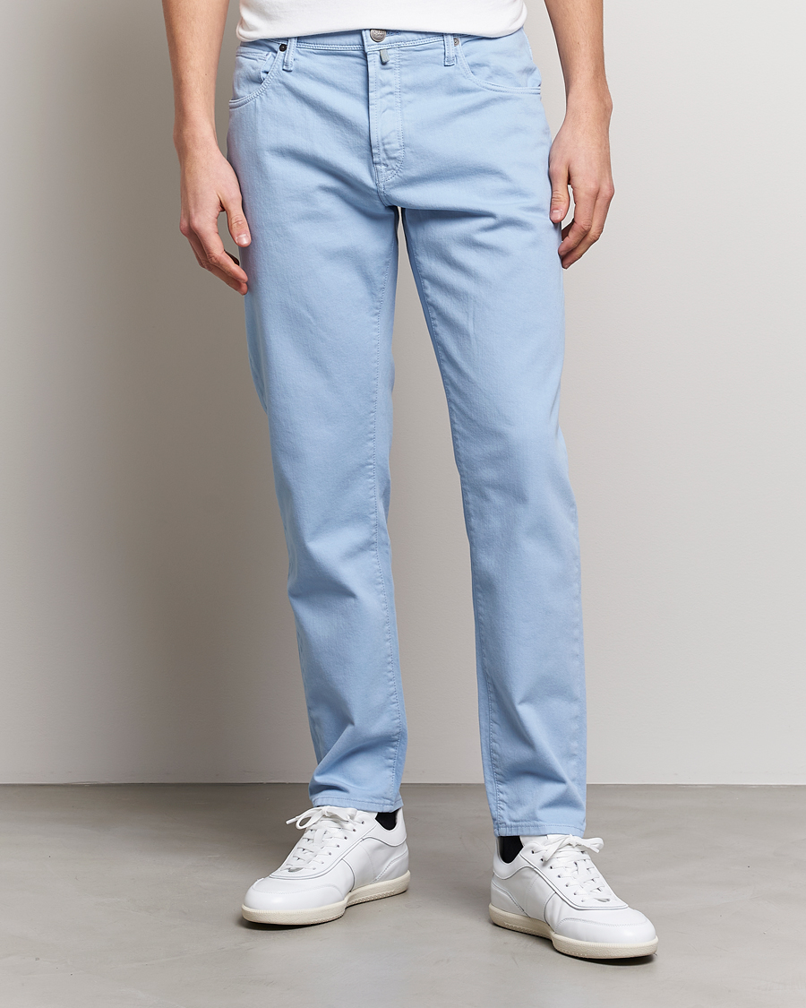 Homme | Pantalons | Incotex | Cotton Stretch 5-Pocket Pants Light Blue