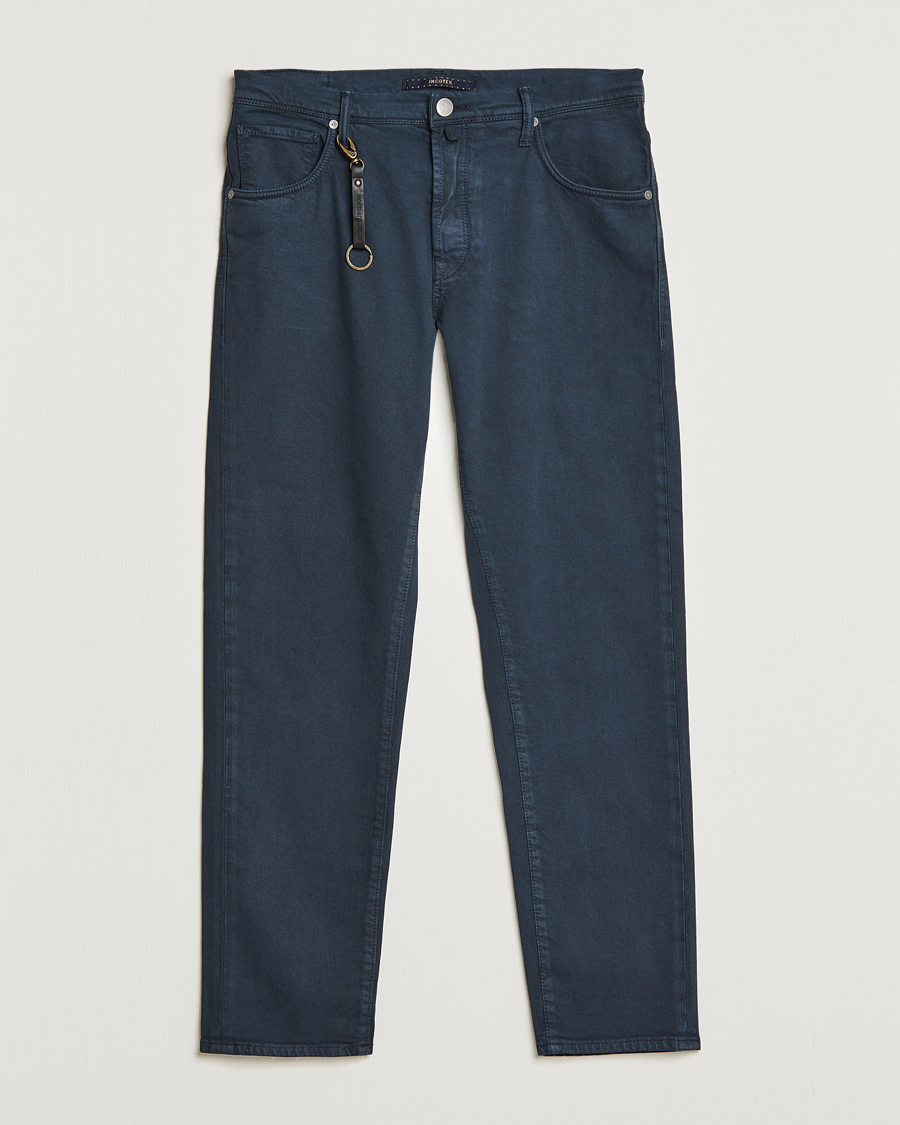 Homme | Pantalons | Incotex | Cotton Stretch 5-Pocket Pants Navy