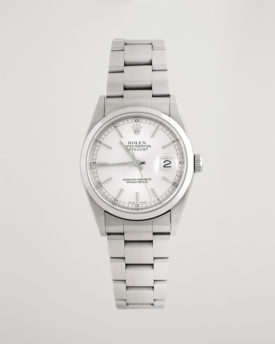 Homme | Rolex Pre-Owned Datejust 16200 Oyster Perpetual Steel Silver | Rolex Pre-Owned | Datejust 16200 Oyster Perpetual Steel Silver