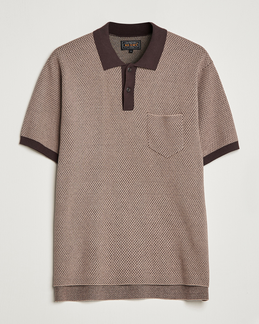 Homme | Polos | BEAMS PLUS | Two-Tone Jacquard Polo Brown