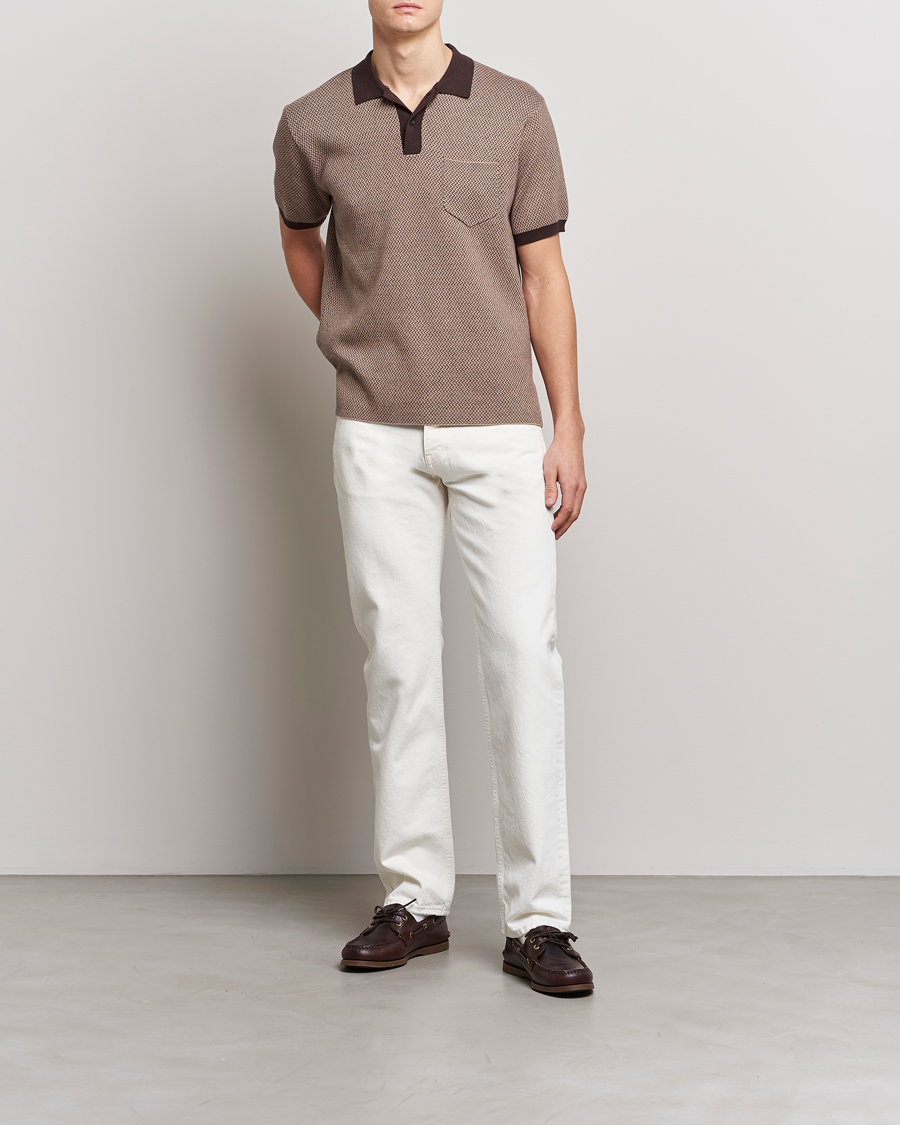 Homme | Polos | BEAMS PLUS | Two-Tone Jacquard Polo Brown