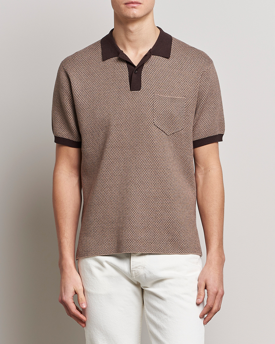Homme | Polos | BEAMS PLUS | Two-Tone Jacquard Polo Brown