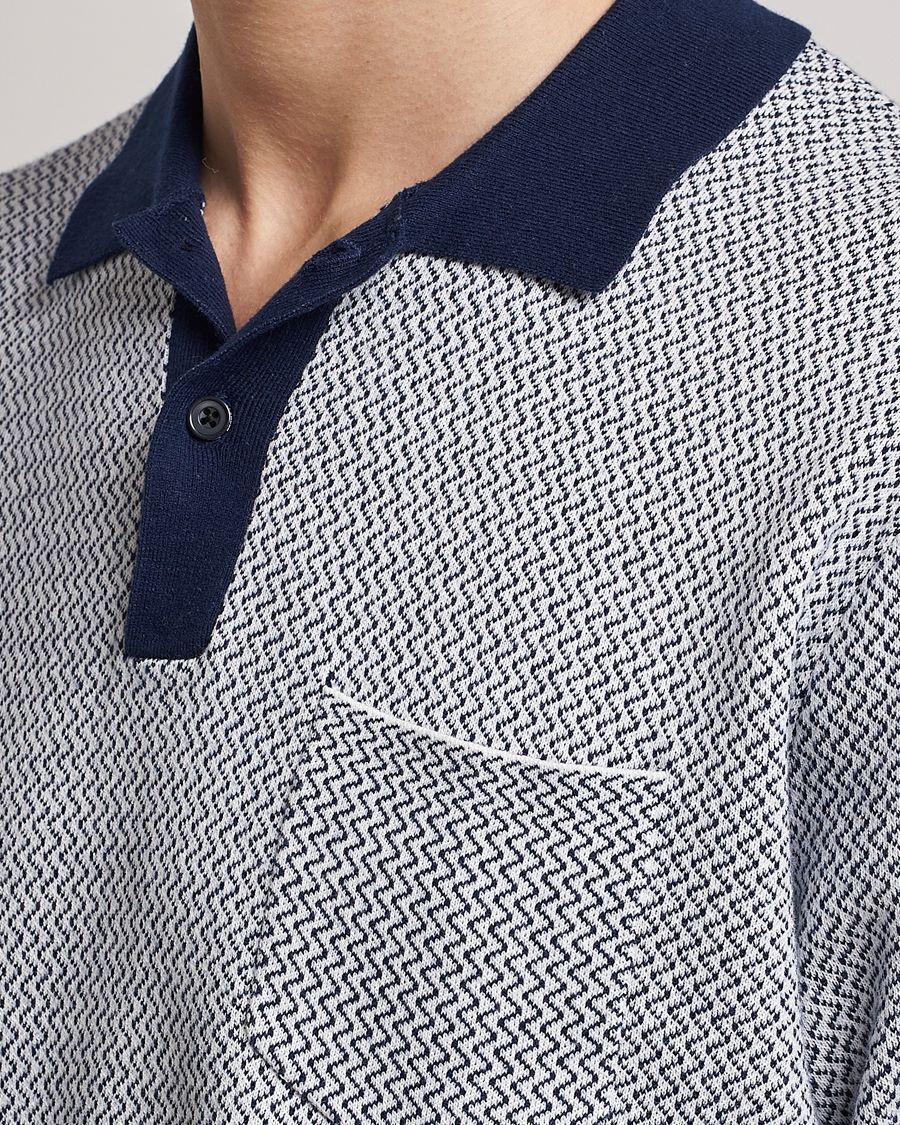 Homme | Polos | BEAMS PLUS | Two-Tone Jacquard Polo Navy