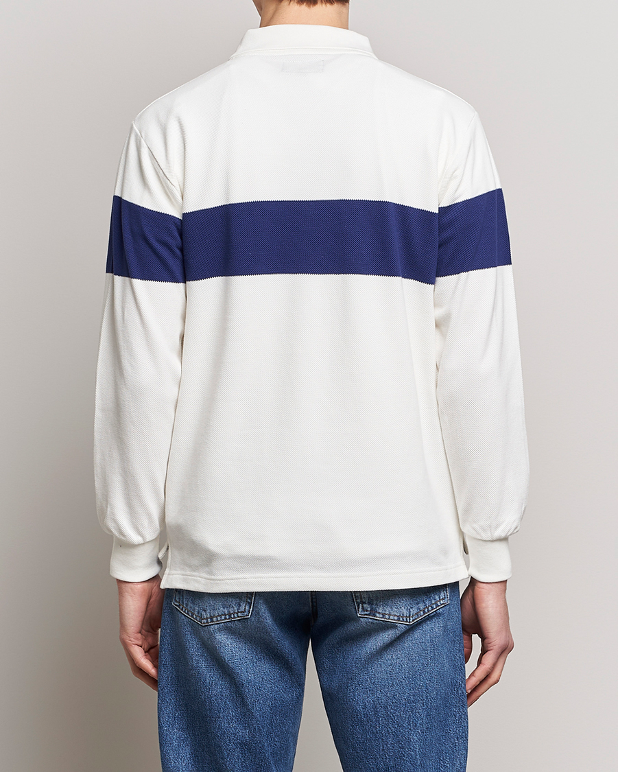 Homme | Pulls Et Tricots | BEAMS PLUS | Panel Stripe Long Sleeve Polo White