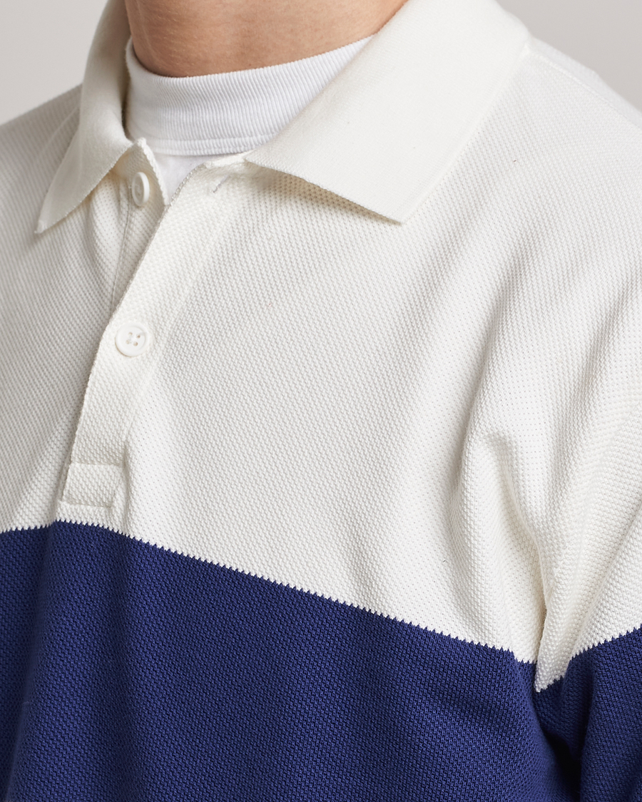 Homme | Pulls Et Tricots | BEAMS PLUS | Panel Stripe Long Sleeve Polo White