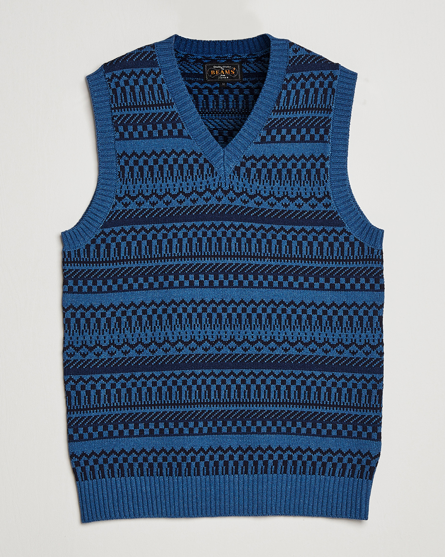 Homme | Pulls Et Tricots | BEAMS PLUS | Knit Fairisle Vest Navy