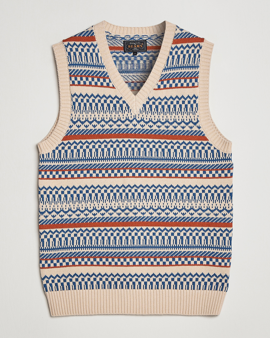Homme | Pulls Et Tricots | BEAMS PLUS | Knit Fairisle Vest Natural