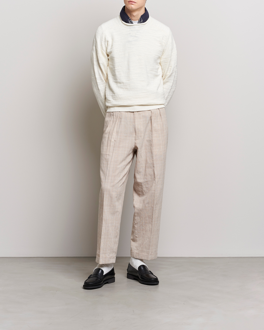Homme | Pulls Et Tricots | BEAMS PLUS | Linen Crew Neck Sweater White