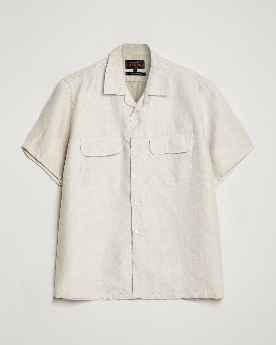 Homme | Chemises | BEAMS PLUS | Linen/Chambray Camp Shirt Natural