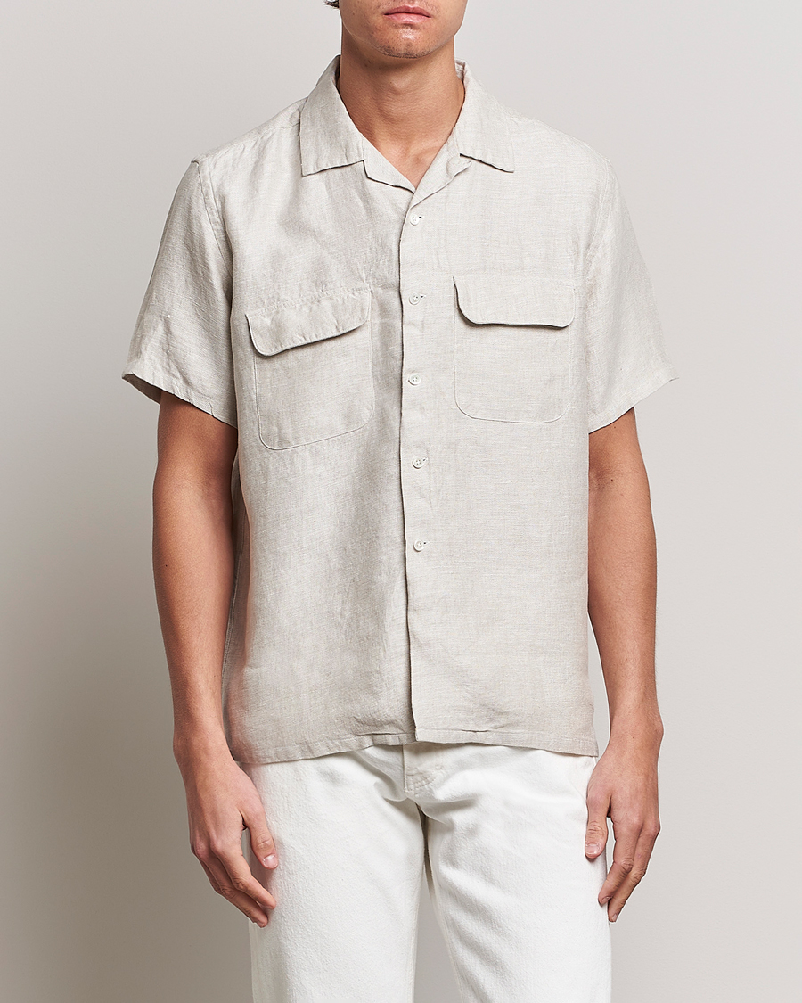 Homme | Chemises | BEAMS PLUS | Linen/Chambray Camp Shirt Natural