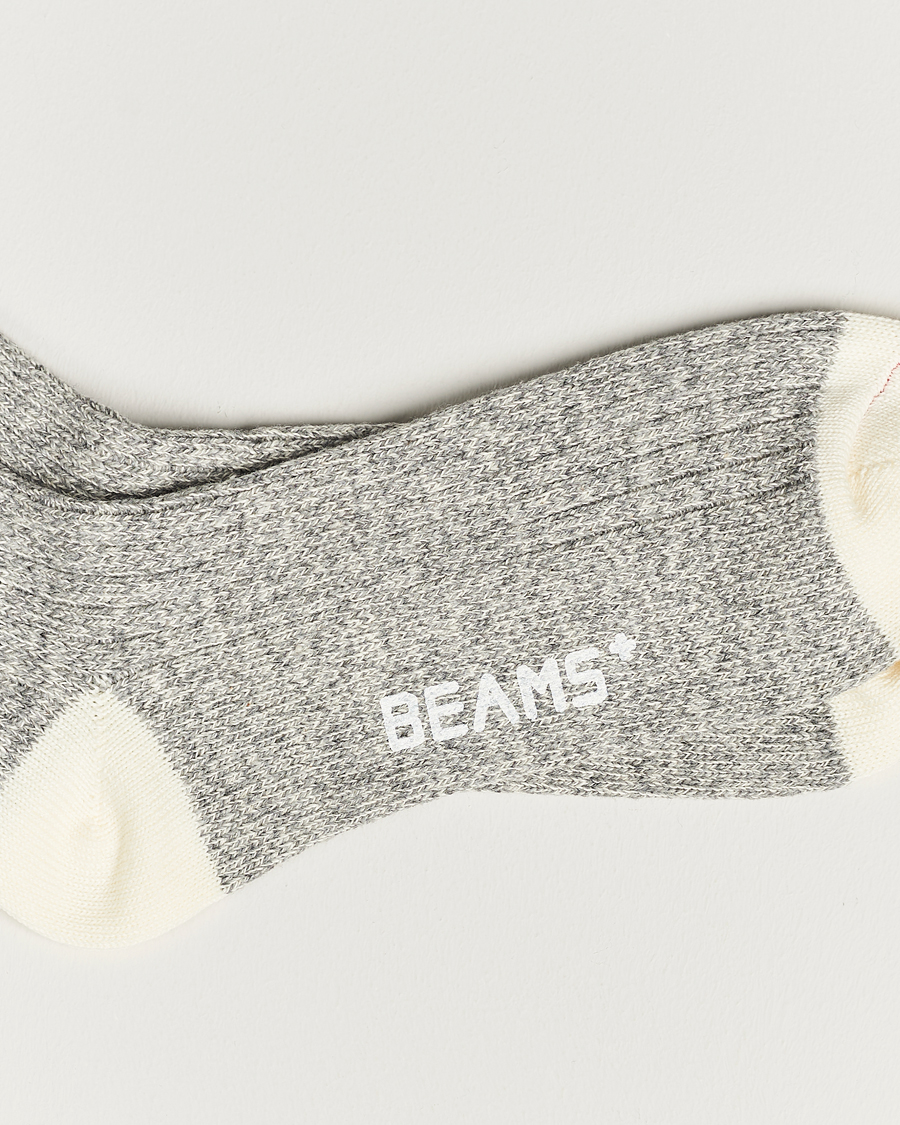 Homme | Chaussettes | BEAMS PLUS | 1/4 Rag Socks Grey/Red