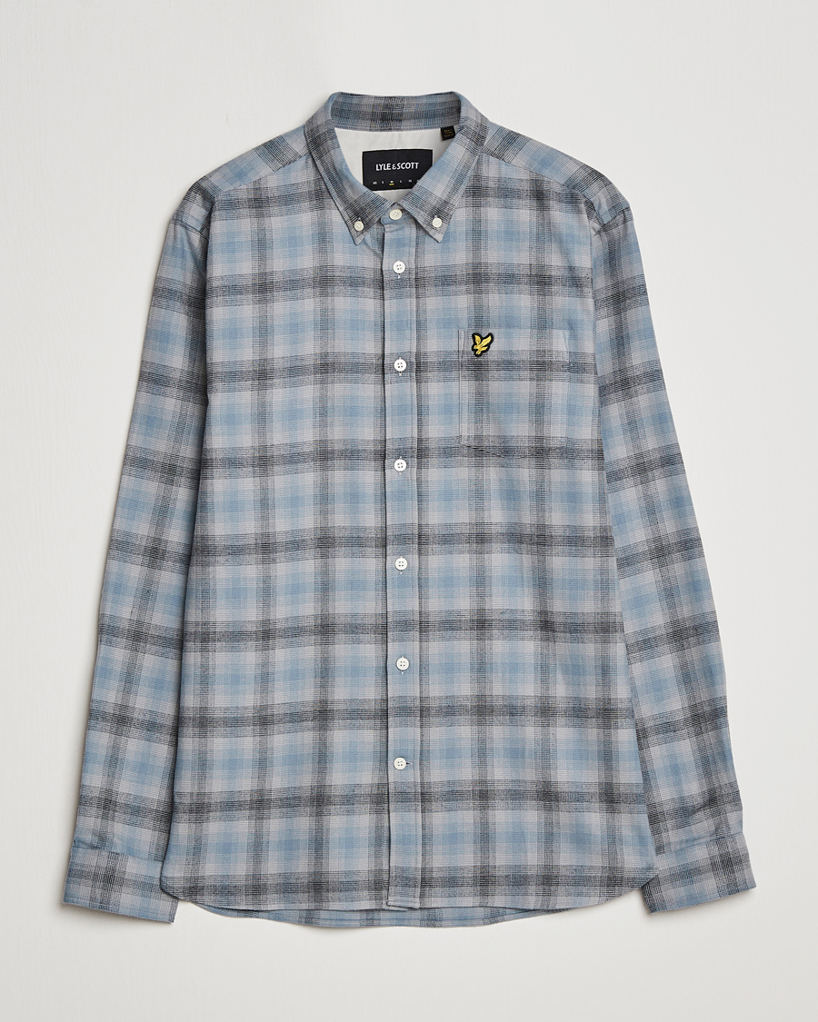 Homme | Chemises | Lyle & Scott | Button Down Flannel Shirt Cold Grey