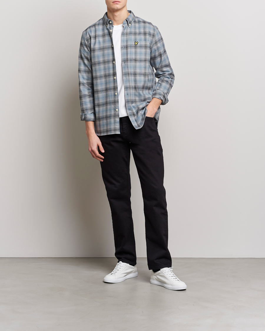 Homme | Chemises | Lyle & Scott | Button Down Flannel Shirt Cold Grey