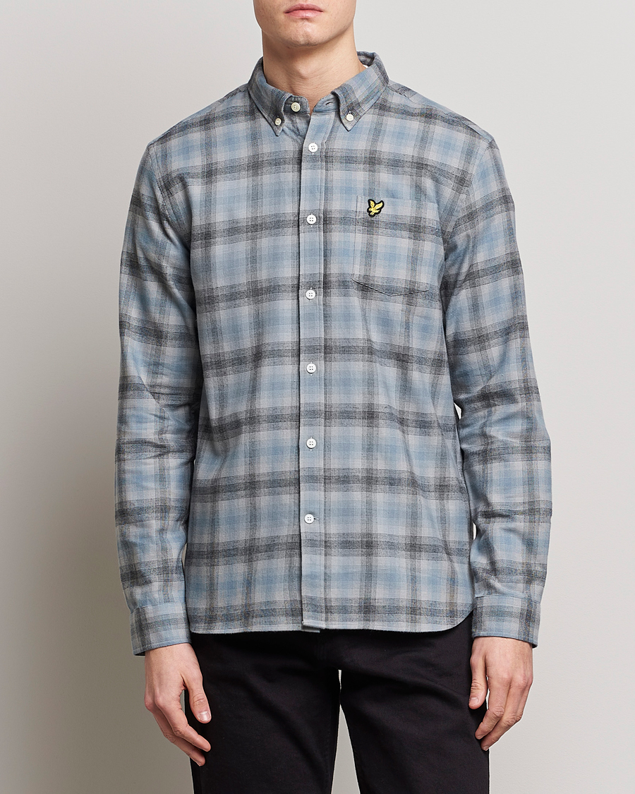 Homme | Chemises | Lyle & Scott | Button Down Flannel Shirt Cold Grey