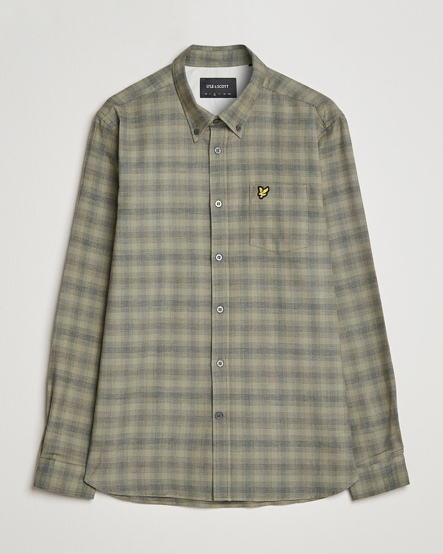 Homme | Chemises | Lyle & Scott | Button Down Flannel Shirt Sea Weed
