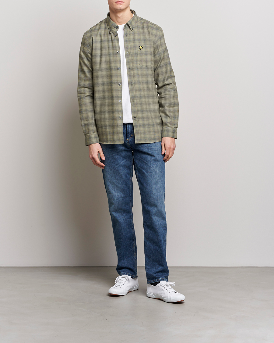 Homme | Chemises | Lyle & Scott | Button Down Flannel Shirt Sea Weed