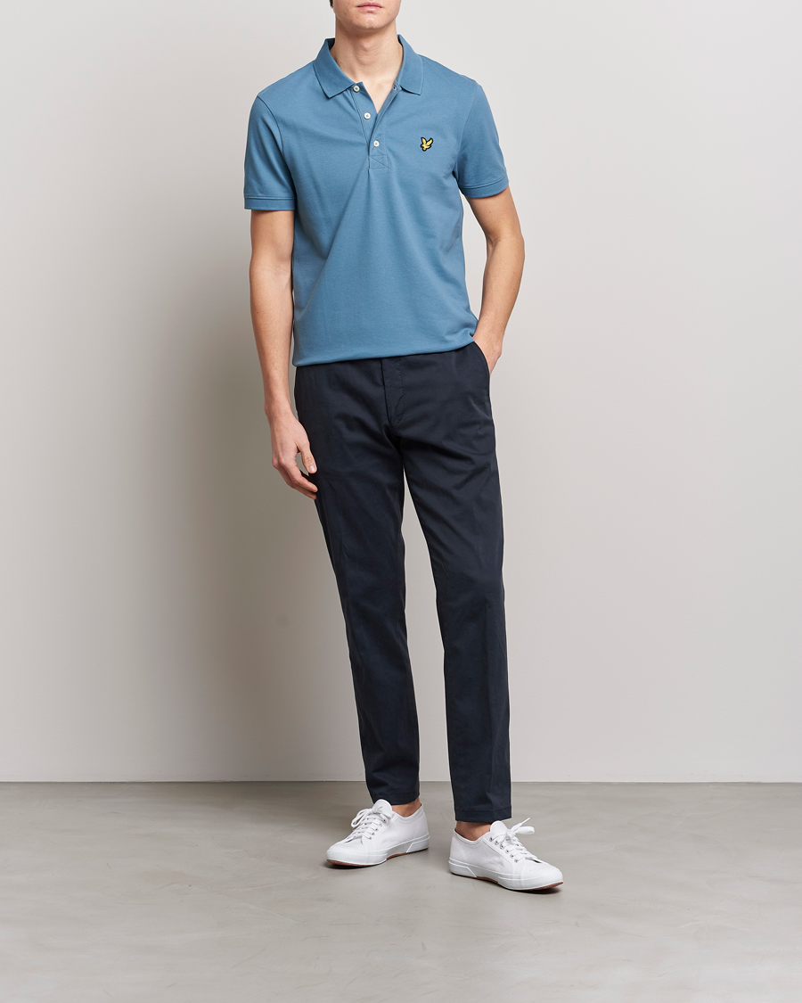 Homme | Polos | Lyle & Scott | Plain Pique Polo Skipton Blue