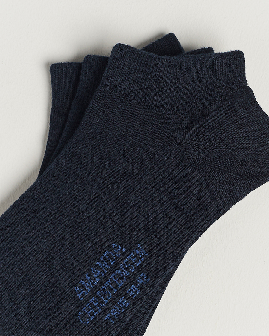 Homme | Sections | Amanda Christensen | 3-Pack True Cotton Sneaker Socks Dark Navy
