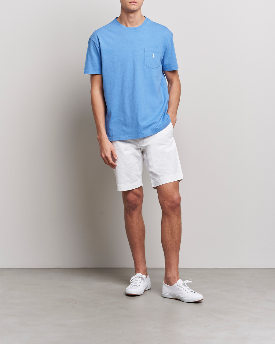 Homme | T-shirts | Polo Ralph Lauren | Cotton/Linen Crew Neck T-Shirt Summer Blue