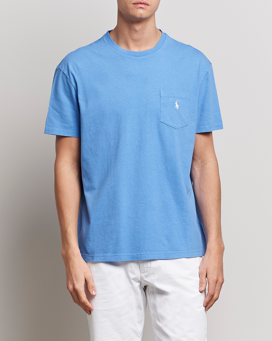 Homme | T-shirts | Polo Ralph Lauren | Cotton/Linen Crew Neck T-Shirt Summer Blue