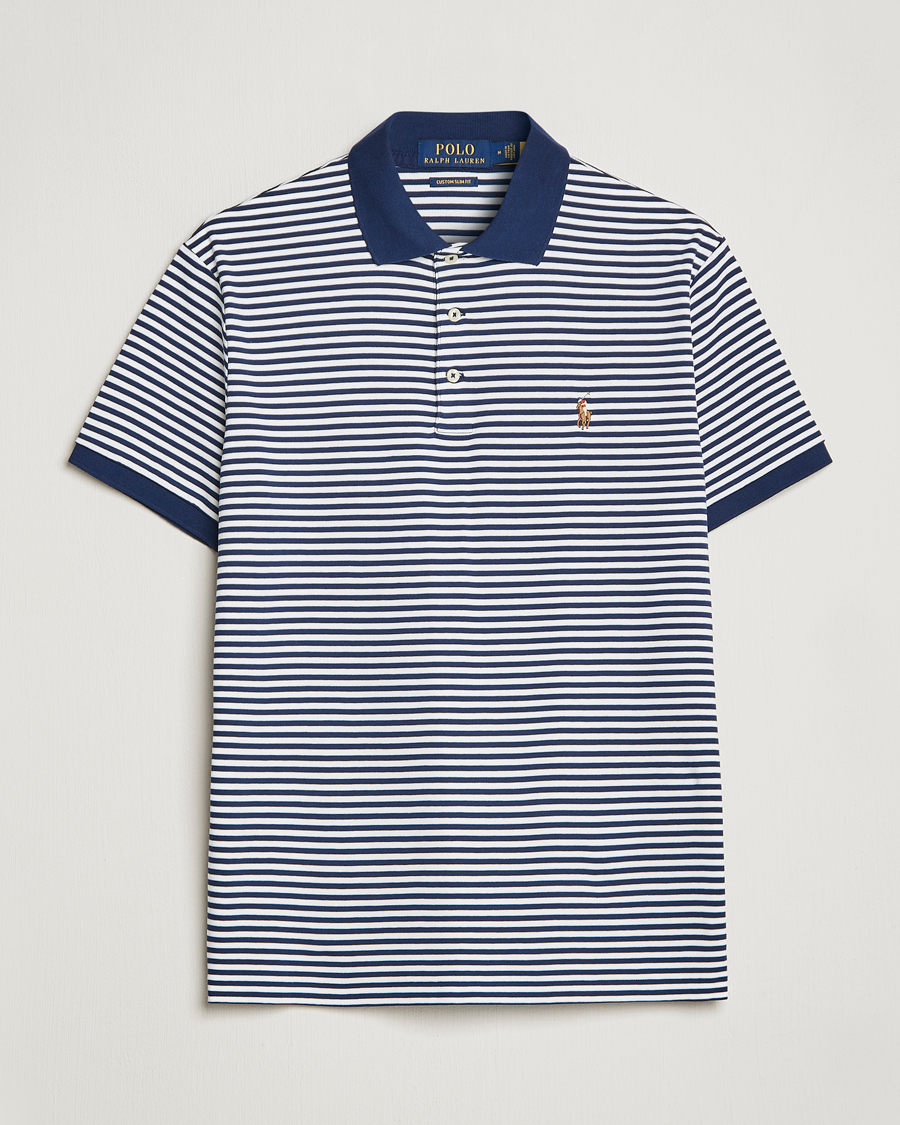 Homme | Polos | Polo Ralph Lauren | Luxury Pima Cotton Striped Polo French Navy/White