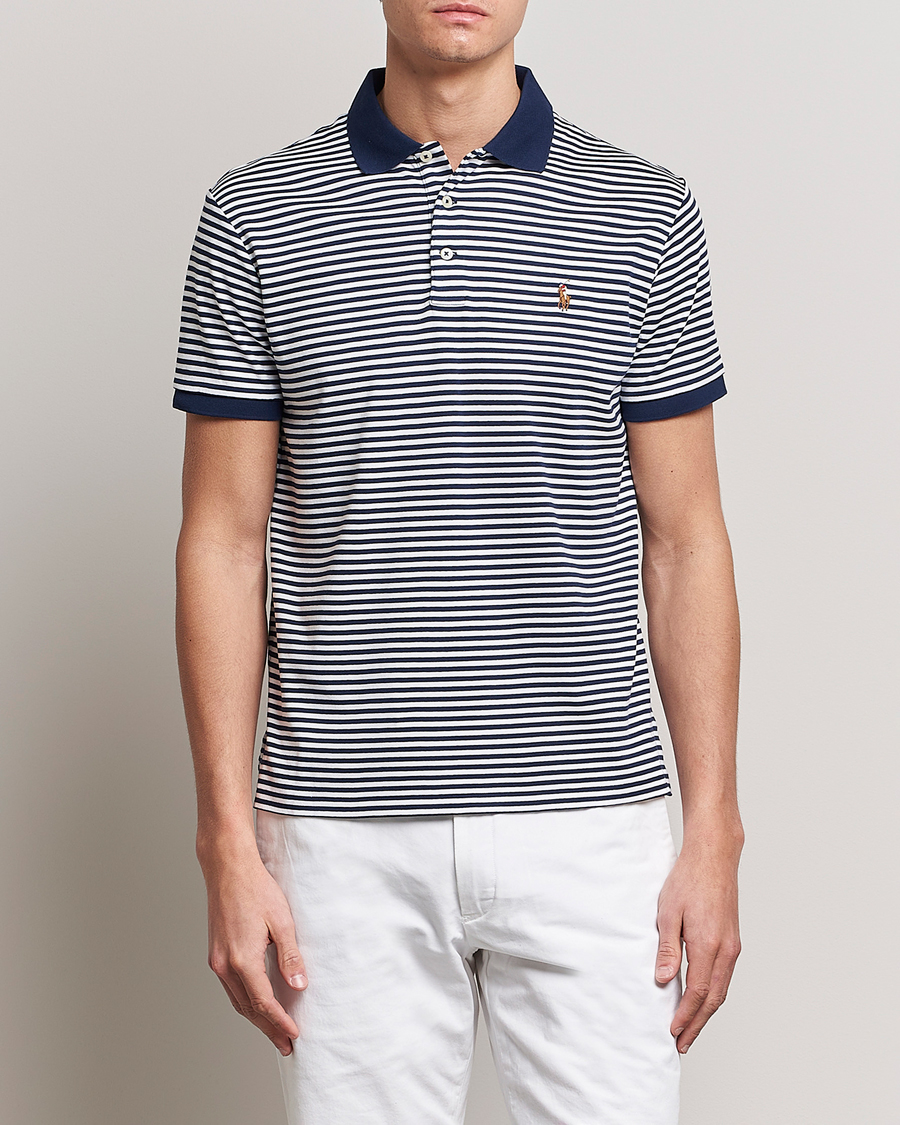 Homme | Polos | Polo Ralph Lauren | Luxury Pima Cotton Striped Polo French Navy/White