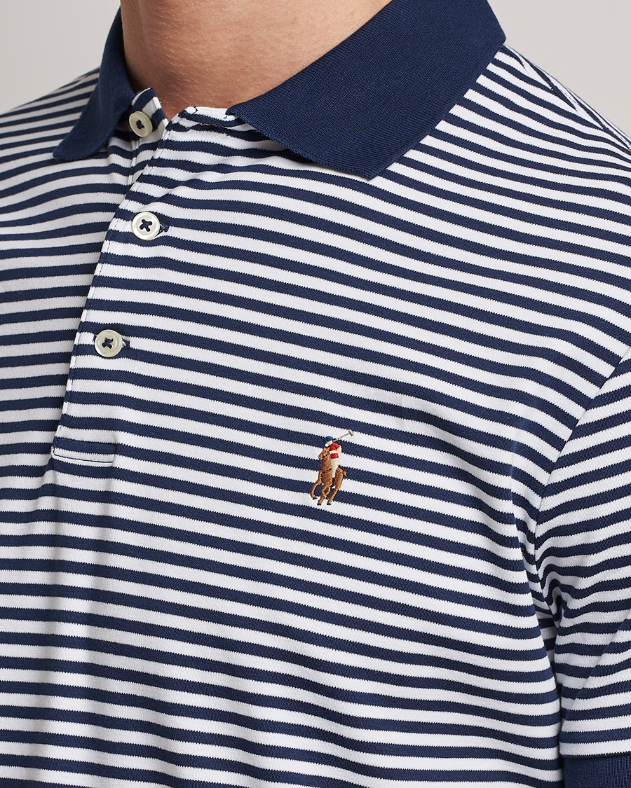 Homme | Polos | Polo Ralph Lauren | Luxury Pima Cotton Striped Polo French Navy/White