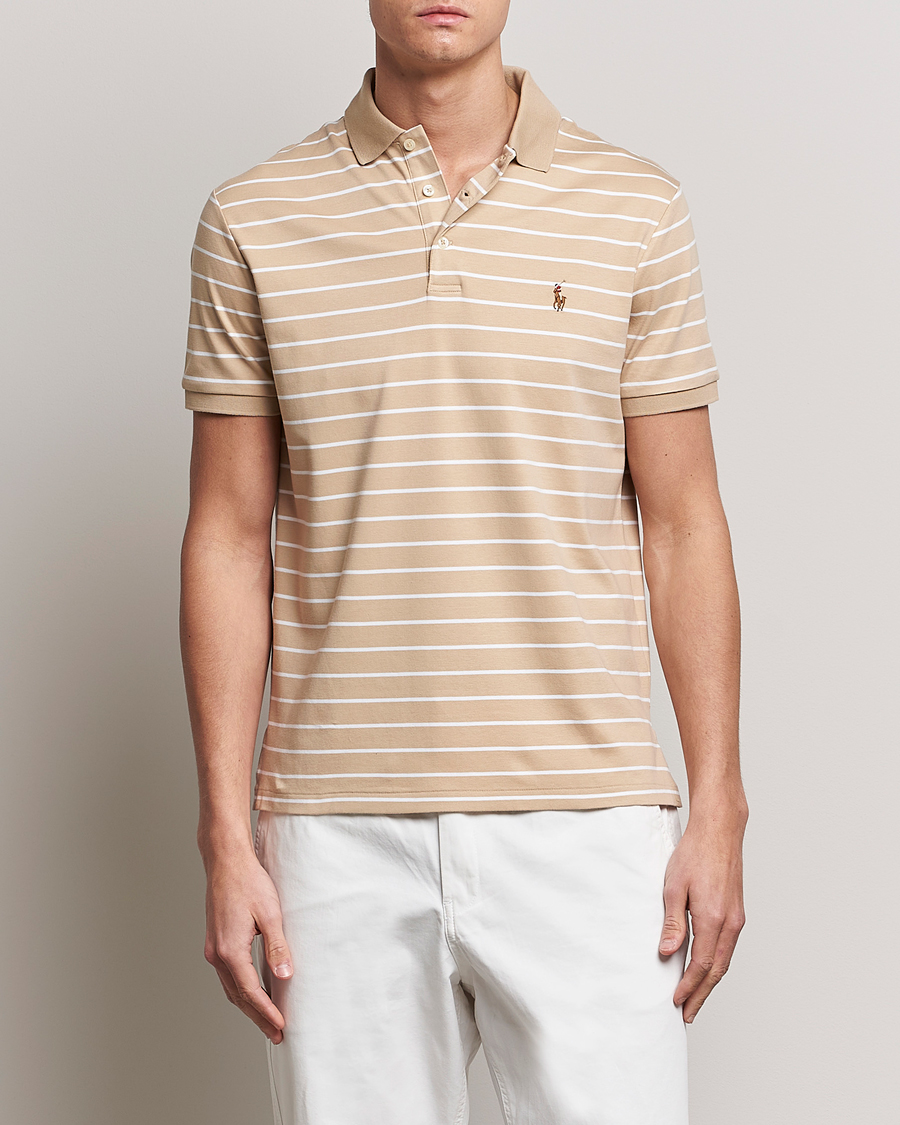 Homme | Polos | Polo Ralph Lauren | Luxury Pima Cotton Striped Polo Sand Dune/White