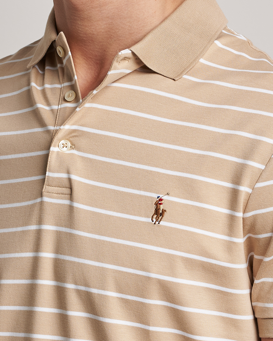 Homme | Polos | Polo Ralph Lauren | Luxury Pima Cotton Striped Polo Sand Dune/White