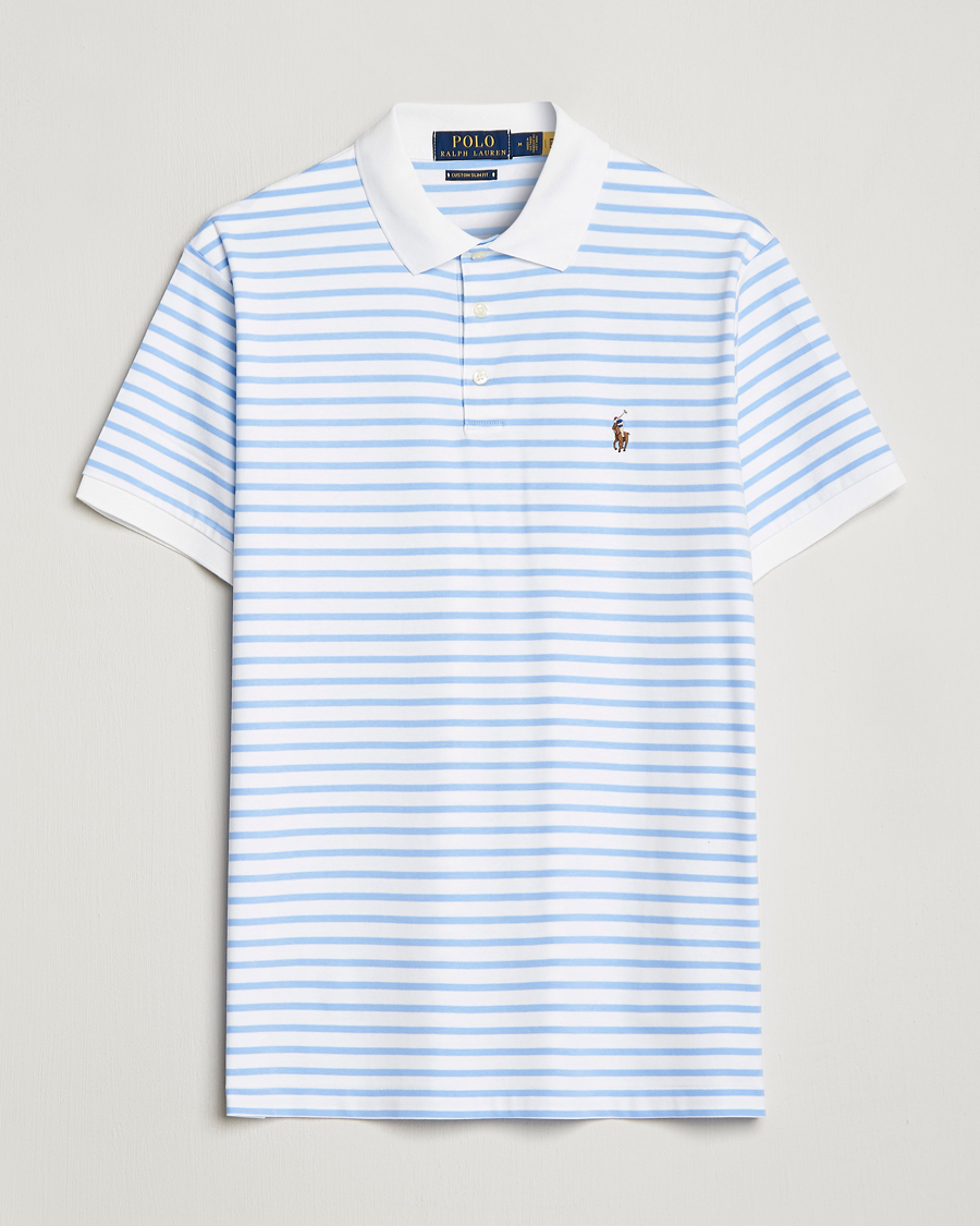 Homme | Polos | Polo Ralph Lauren | Luxury Pima Cotton Striped Polo White/Austin Blue