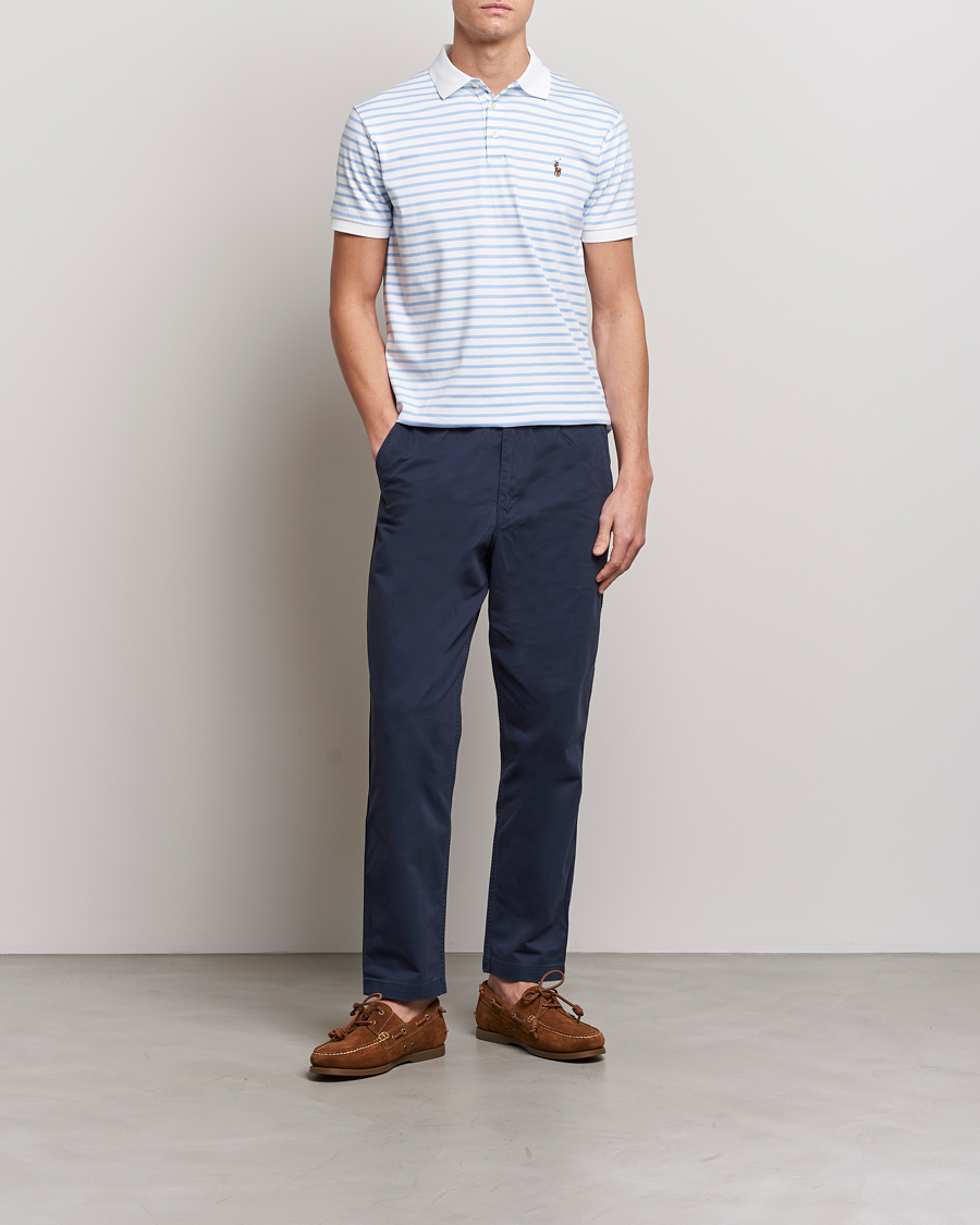 Homme | Polos | Polo Ralph Lauren | Luxury Pima Cotton Striped Polo White/Austin Blue