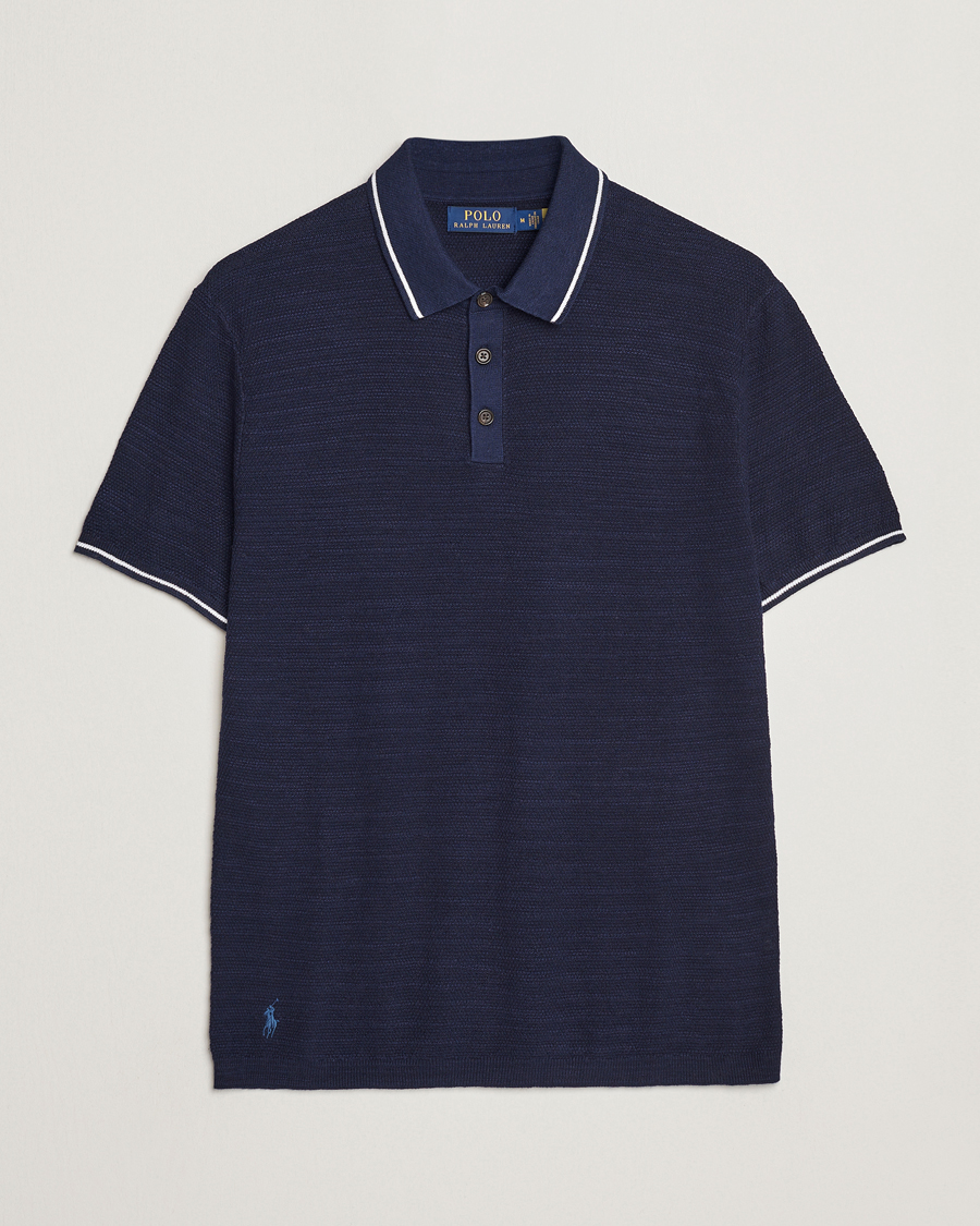 Homme | Polos | Polo Ralph Lauren | Cotton/Linen Textured Polo Bright Navy