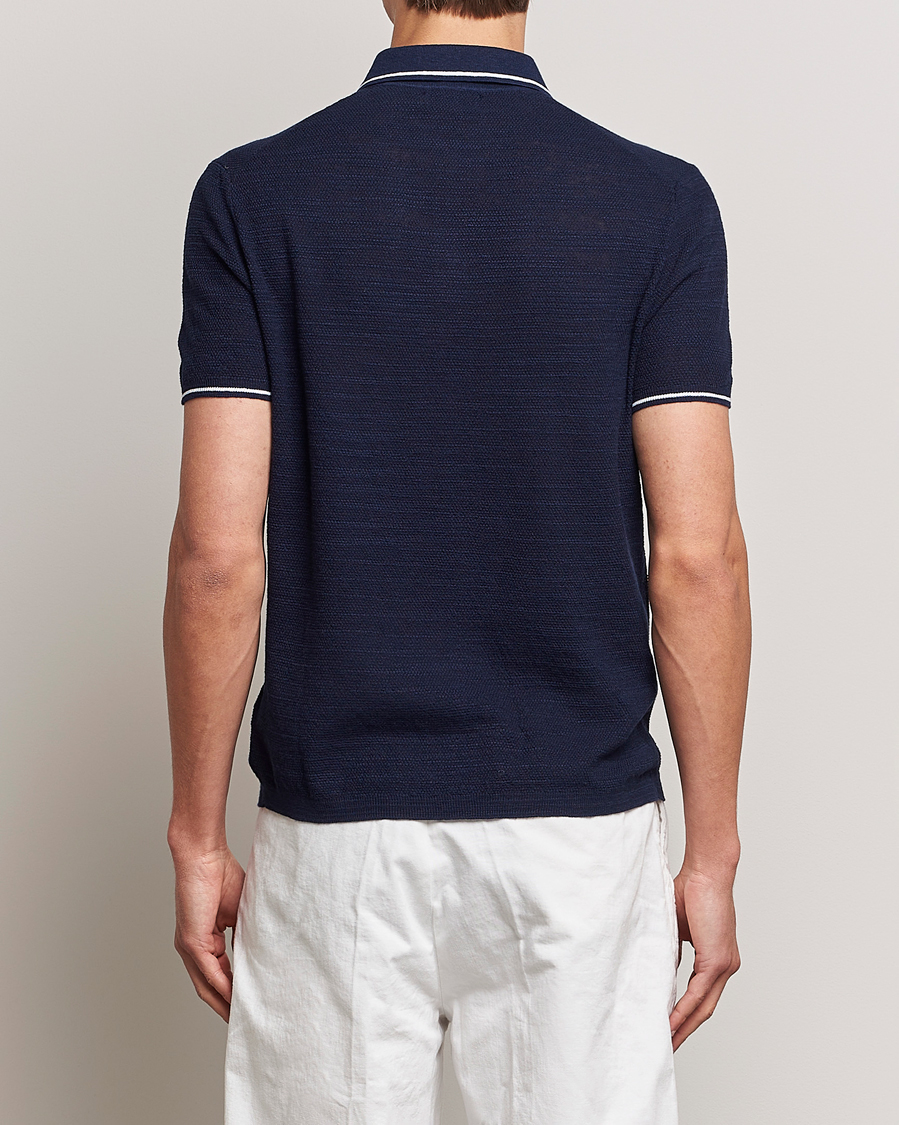 Homme | Polos | Polo Ralph Lauren | Cotton/Linen Textured Polo Bright Navy