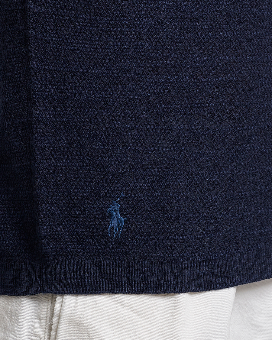 Homme | Polos | Polo Ralph Lauren | Cotton/Linen Textured Polo Bright Navy