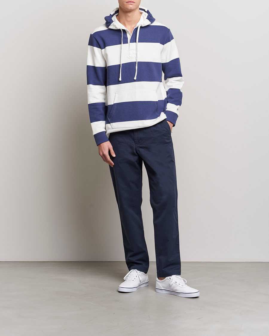 Homme | Pulls Et Tricots | Polo Ralph Lauren | Jersey Blockstriped Hoodie Boat Navy/White