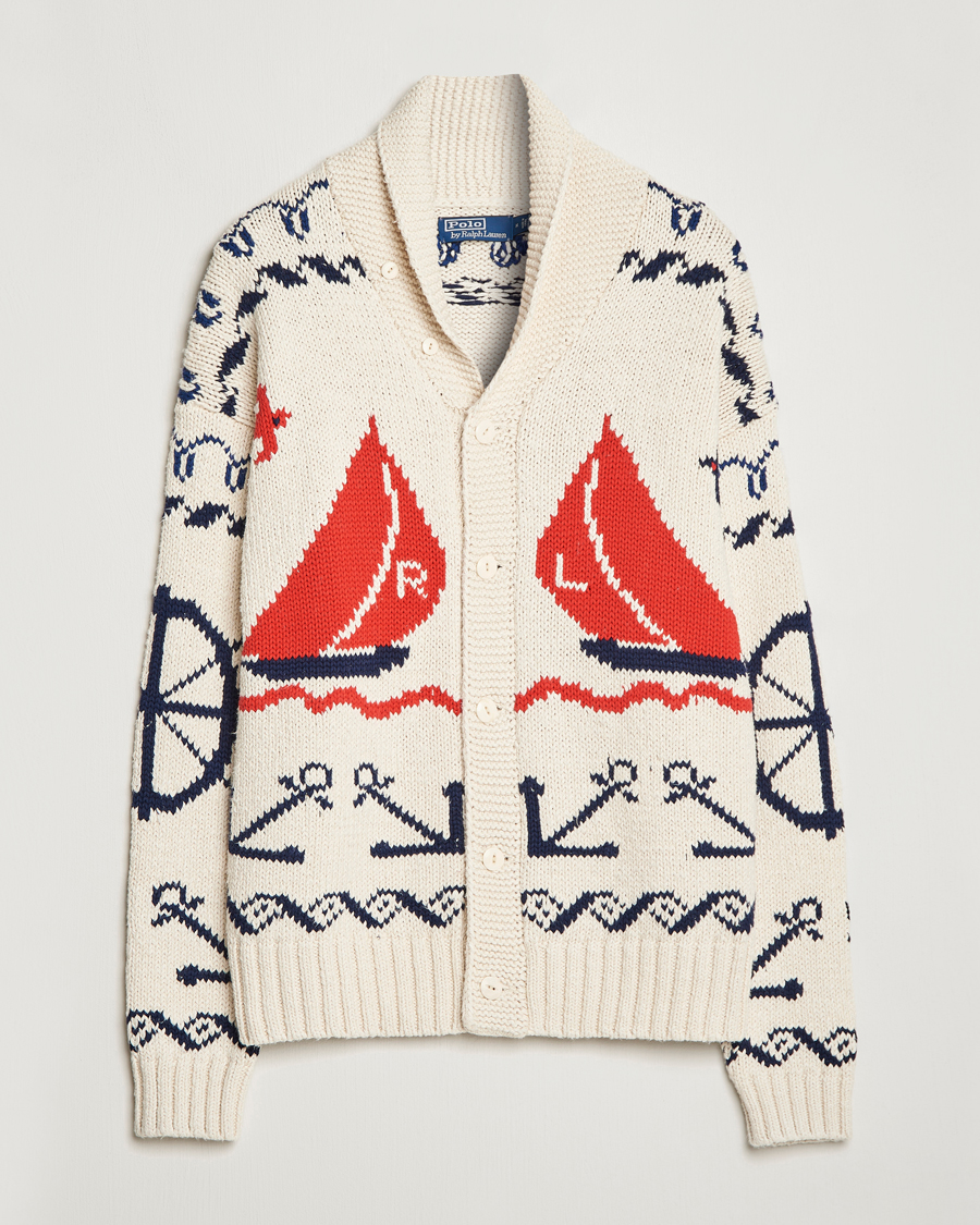 Homme | Pulls Et Tricots | Polo Ralph Lauren | Knitted Fishermen Shawl Collar Cardigan Cream